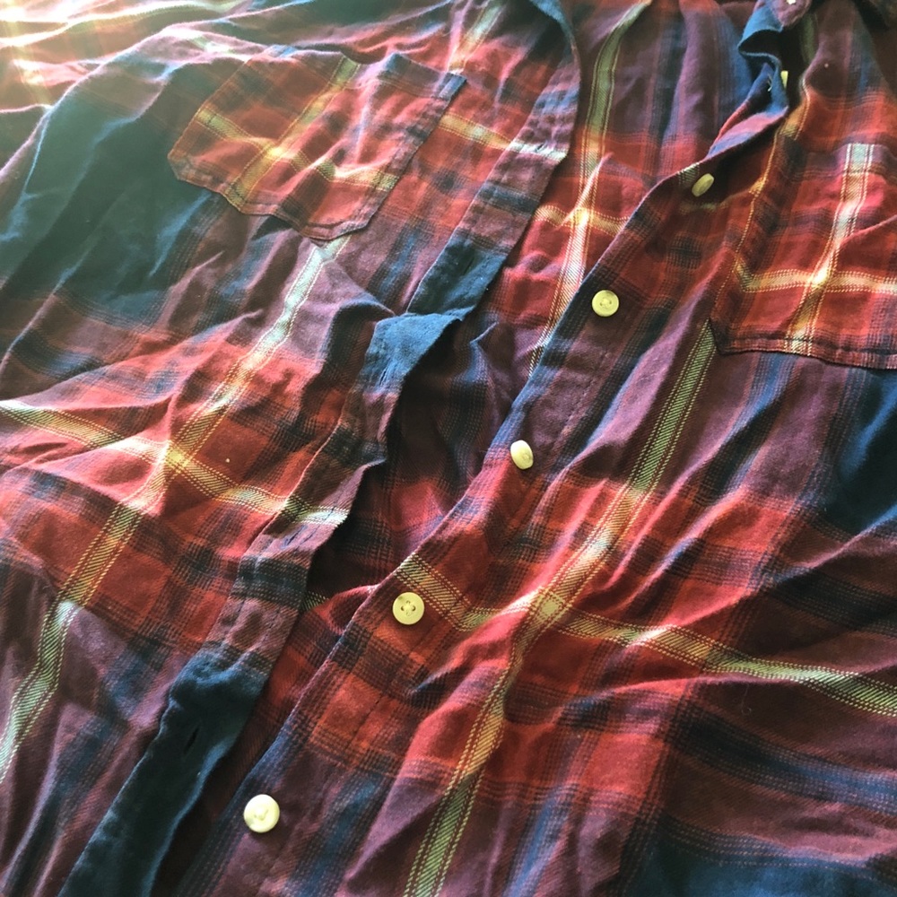 Blue & Red Plaid Button Up